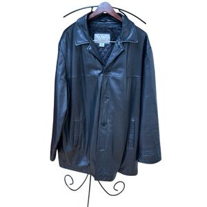 Men’s Wilson Leather Black Lined M. Julian Car Coat 90’s Vintage Classic Size XL